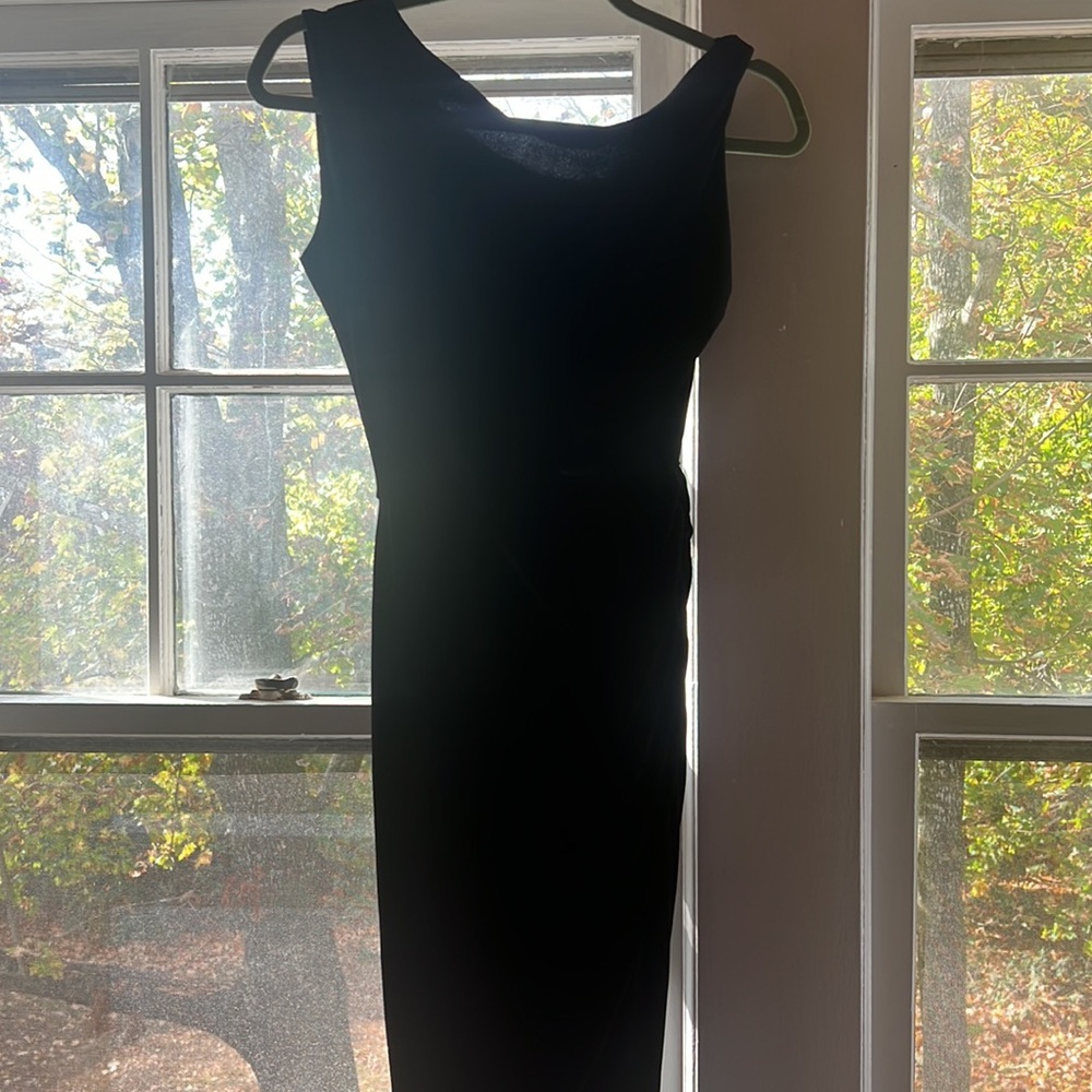 Norma Kamali - Drop Shoulder Side Drape Gown in Black XS purchased from Revolve - Picture 3 of 4